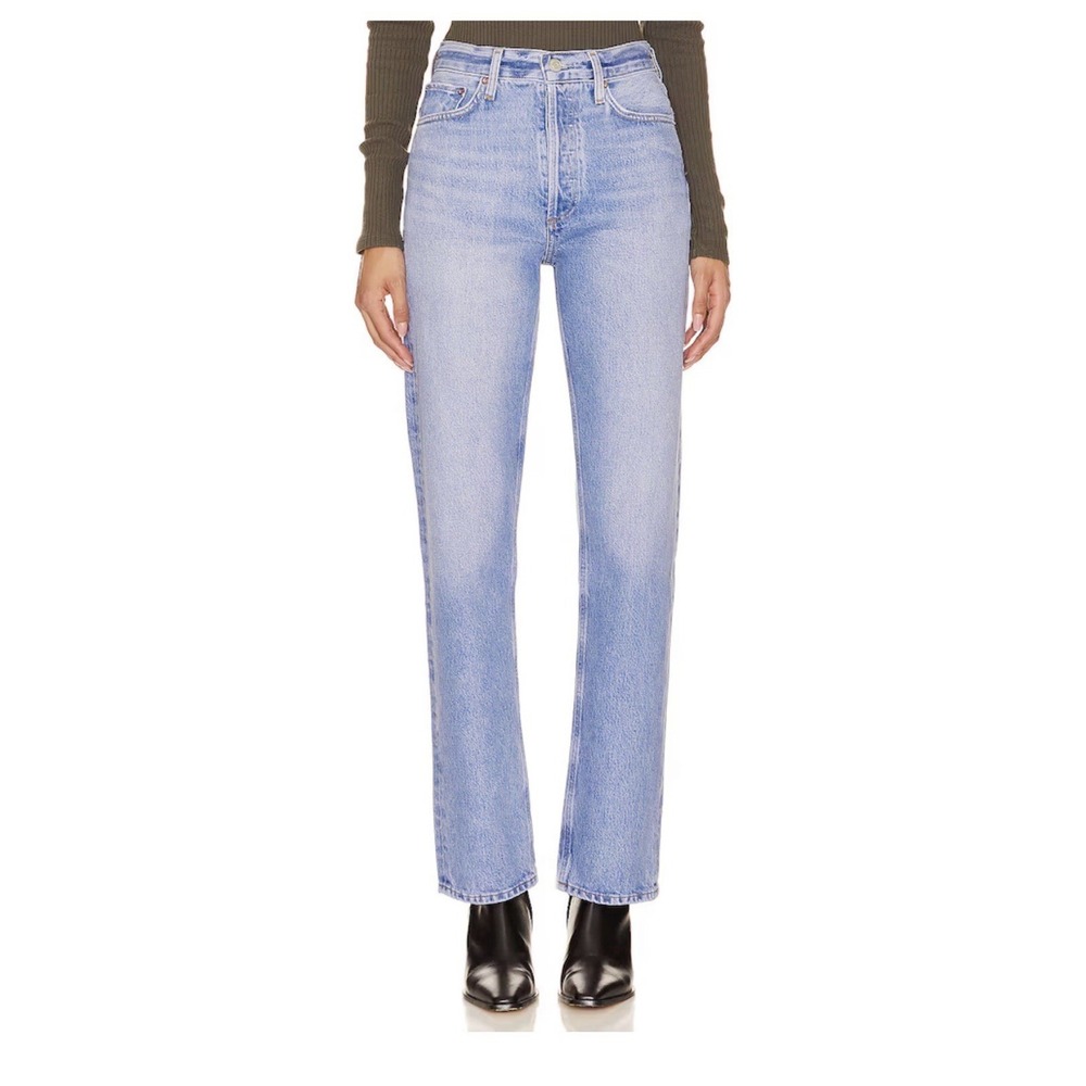 Agolde Women's Straight Leg Jeans in Light Blue Wash